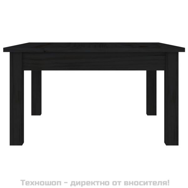 Кафе маса, черна, 55x55x30 см, борово дърво масив