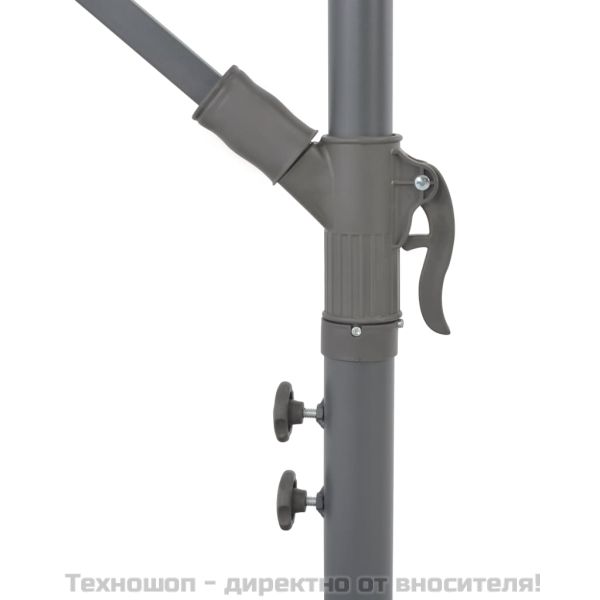 Конзолен градински чадър с LED и стоманен стълб 300 см антрацит
