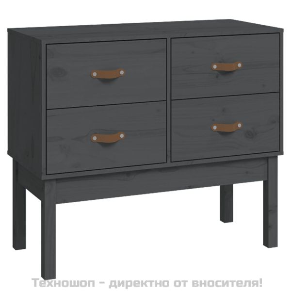 Конзолна маса, сива, 90x40x78 см, борово дърво масив