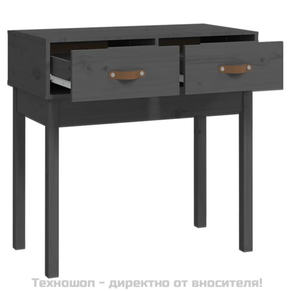 Конзолна маса, сива, 76,5x40x75 см, борово дърво масив