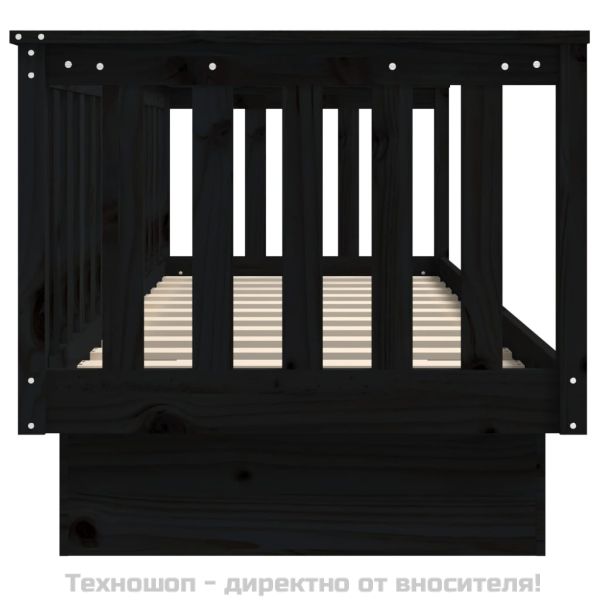 Дневно легло, Черен 75x190 см борово дърво масив