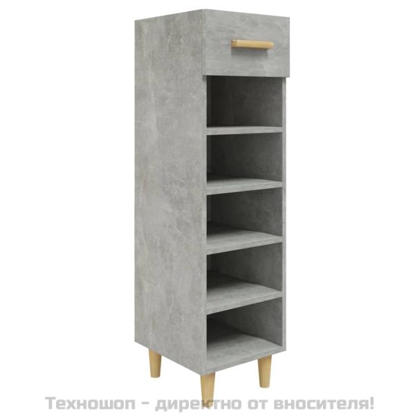 Шкаф за обувки, бетонно сив, 30x35x105 см, инженерно дърво