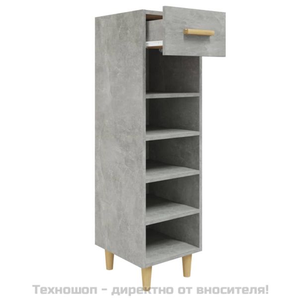 Шкаф за обувки, бетонно сив, 30x35x105 см, инженерно дърво