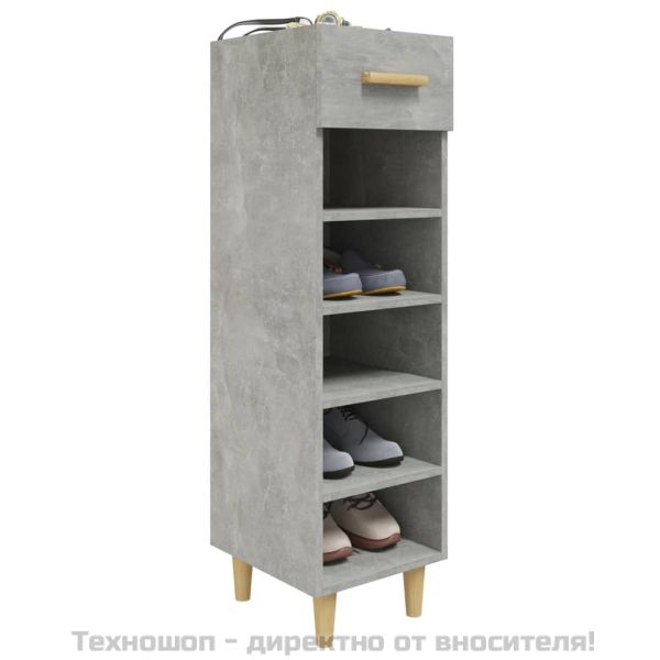 Шкаф за обувки, бетонно сив, 30x35x105 см, инженерно дърво