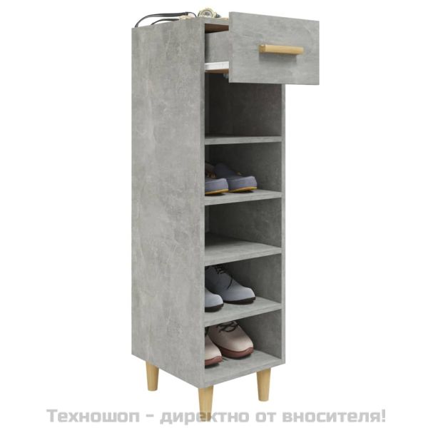 Шкаф за обувки, бетонно сив, 30x35x105 см, инженерно дърво