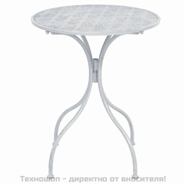 Градински бистро комплект, 3 части, стомана, сивкаво бял