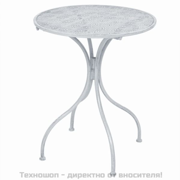 Градински бистро комплект, 3 части, стомана, сивкаво бял