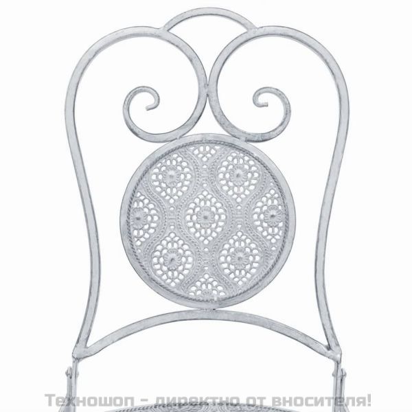 Градински бистро комплект, 3 части, стомана, сивкаво бял