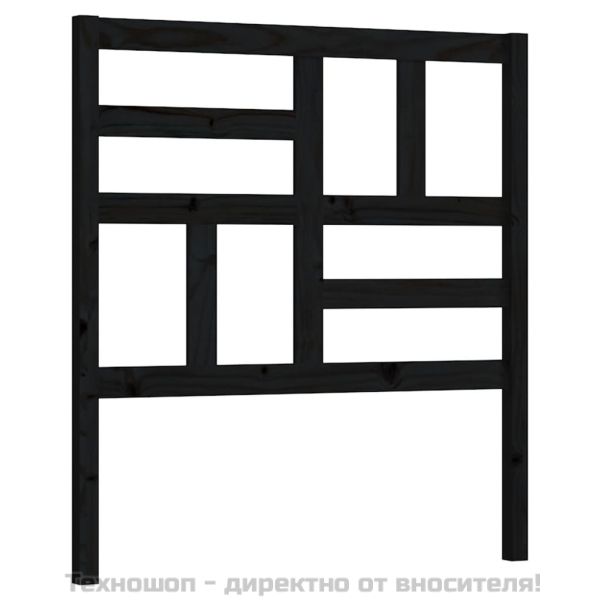 Горна табла за легло, черна, 81x4x104 см, бор масив