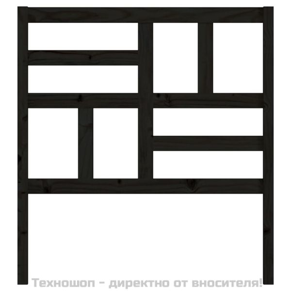 Горна табла за легло, черна, 81x4x104 см, бор масив