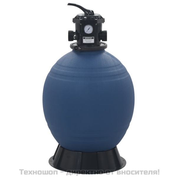 Пясъчен филтър за басейн, 6 позиционен клапан, син, 560 мм