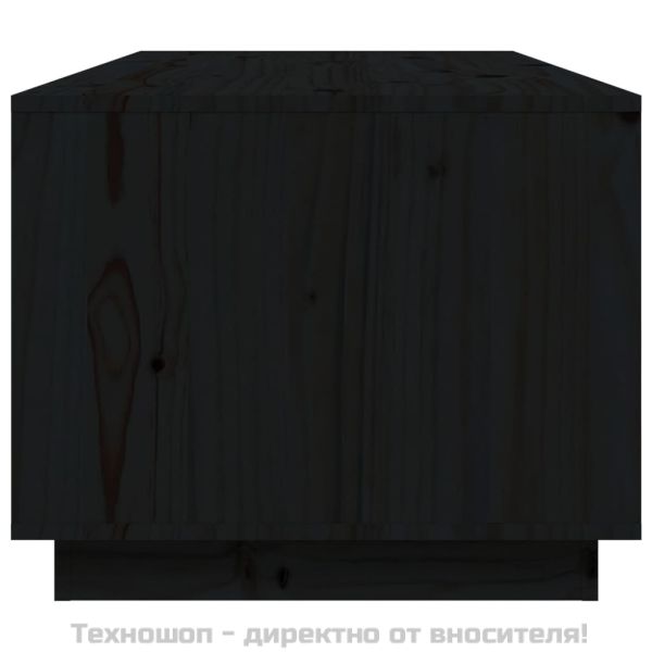 Кафе маса, черен, 100x50x41 см, борово дърво масив