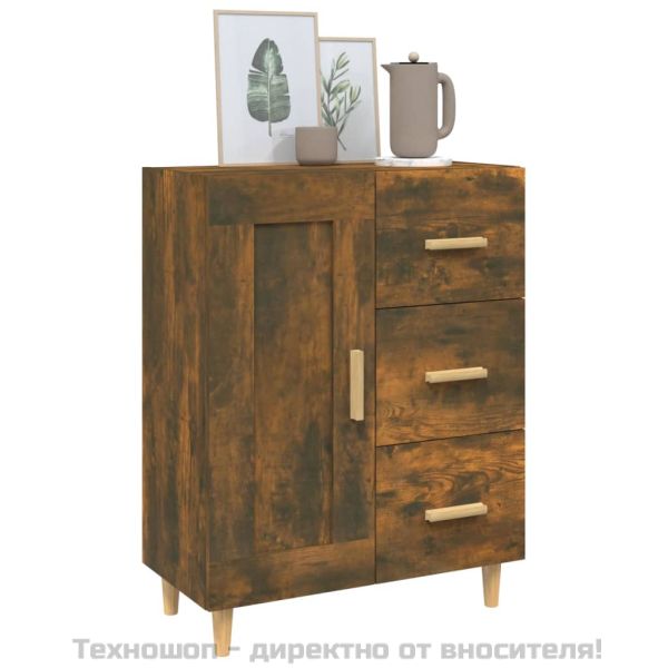 Сайдборд, опушен дъб, 69,5x34x90 см, инженерно дърво