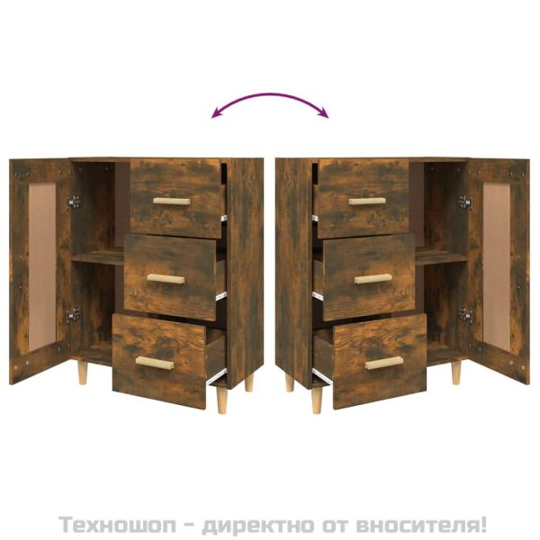 Сайдборд, опушен дъб, 69,5x34x90 см, инженерно дърво