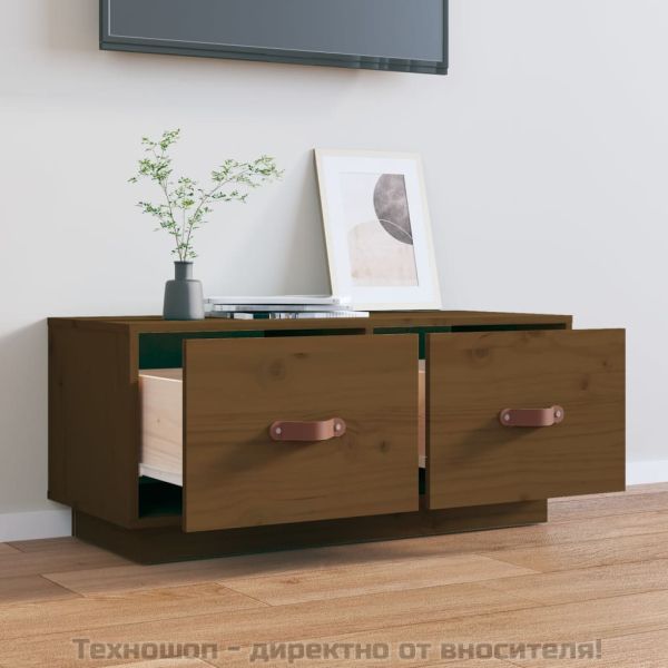 ТВ шкаф, меденокафяв, 80x34x35 см, бор масив