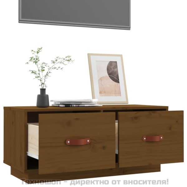 ТВ шкаф, меденокафяв, 80x34x35 см, бор масив