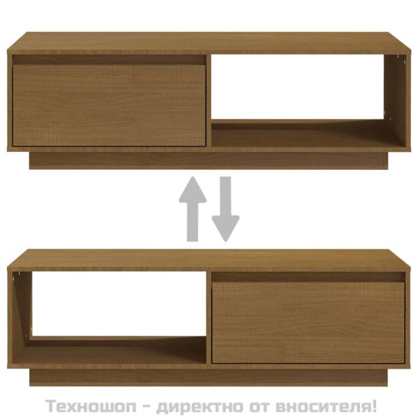Маса за кафе, меденокафява, 110x50x33,5 см, борово дърво масив