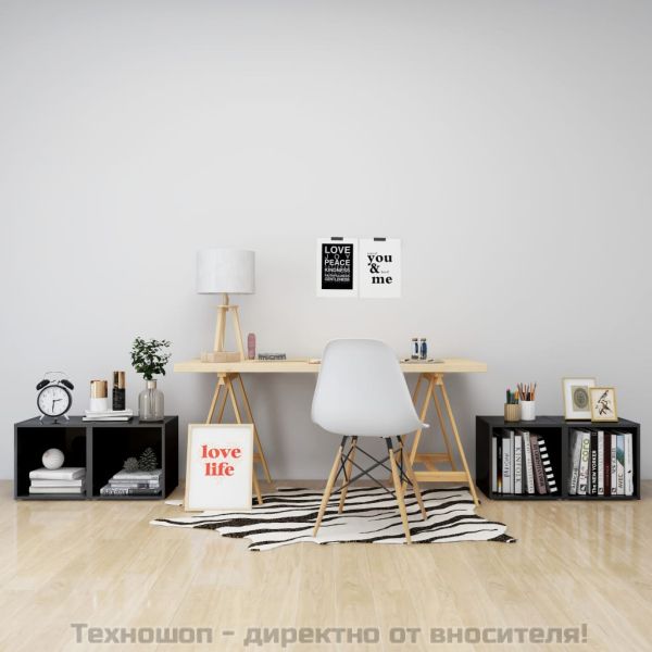 ТВ шкафове, 4 бр, сив гланц, 37x35x37 см, инженерно дърво