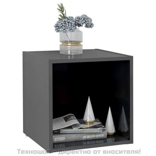 ТВ шкафове, 4 бр, сив гланц, 37x35x37 см, инженерно дърво