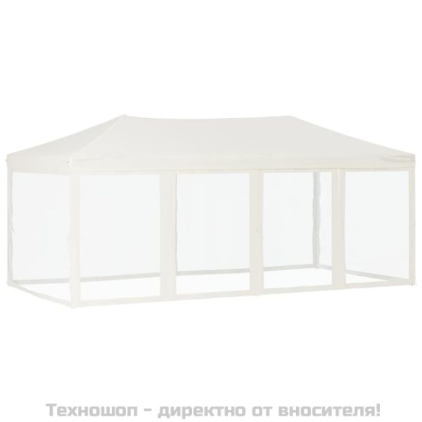 Сгъваема парти палатка със странични стени, кремава, 3x6 м