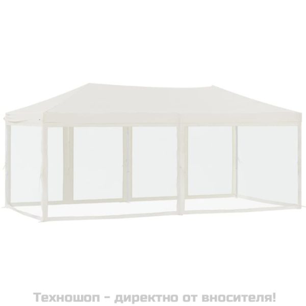 Сгъваема парти палатка със странични стени, кремава, 3x6 м