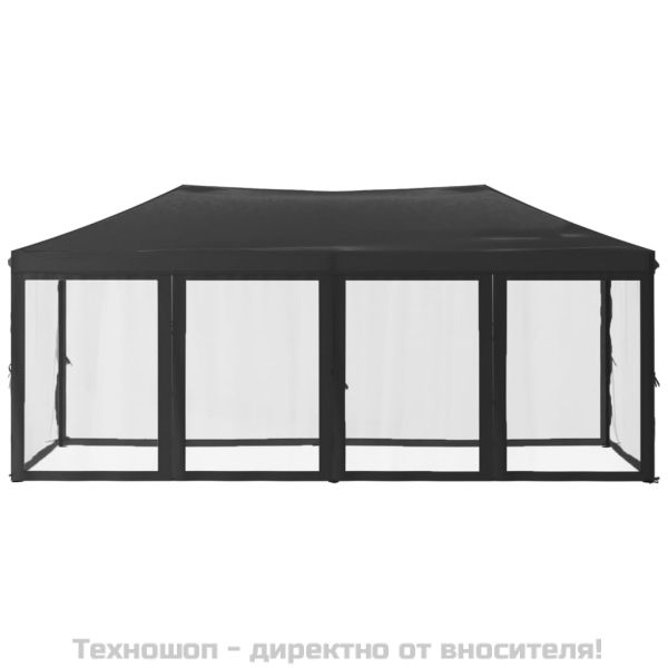 Сгъваема парти палатка със странични стени, антрацит, 3x6 м