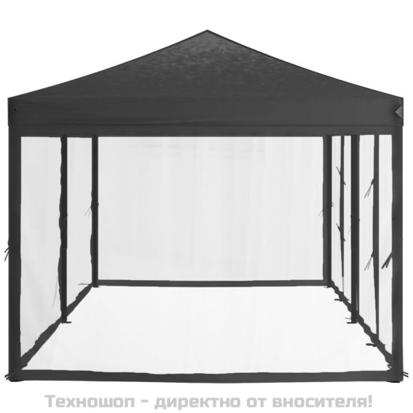 Сгъваема парти палатка със странични стени, антрацит, 3x6 м