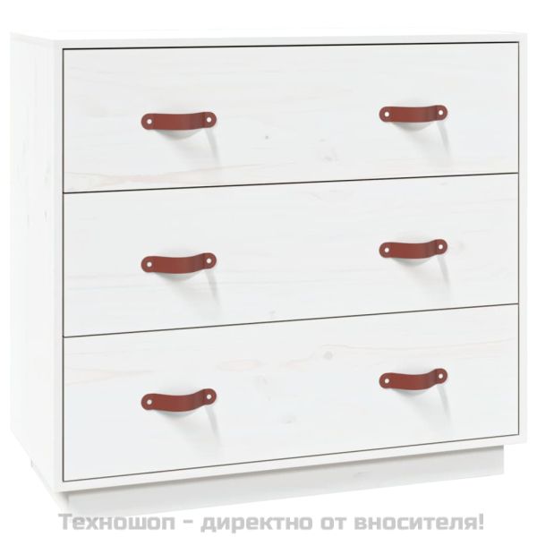 Сайдборд, бял, 80x40x75 см, бор масив