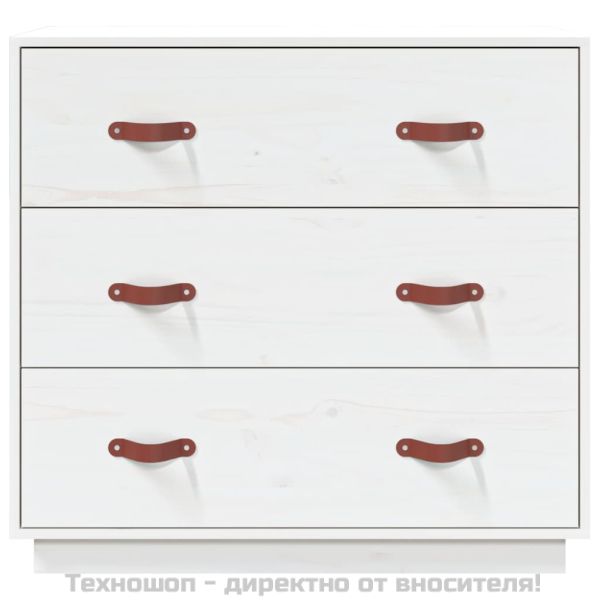 Сайдборд, бял, 80x40x75 см, бор масив