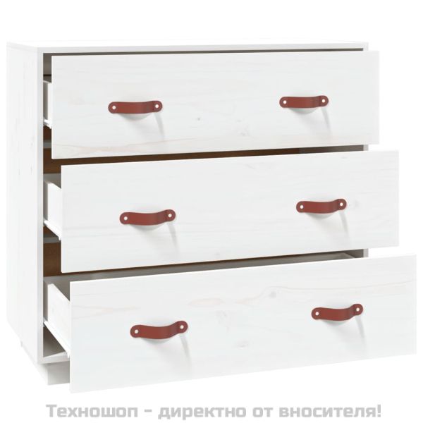 Сайдборд, бял, 80x40x75 см, бор масив