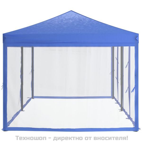 Сгъваема парти палатка със странични стени, синя, 3x6 м