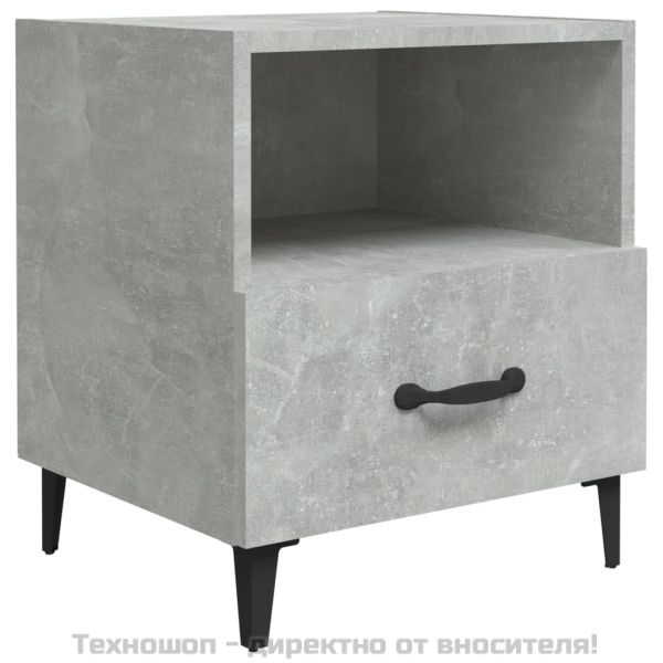 Нощни шкафче, бетонно сиво, инженерна дървесина