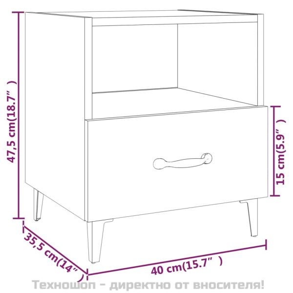 Нощни шкафче, бетонно сиво, инженерна дървесина
