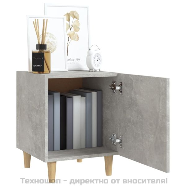 Нощни шкафче, бетонно сиво, инженерна дървесина