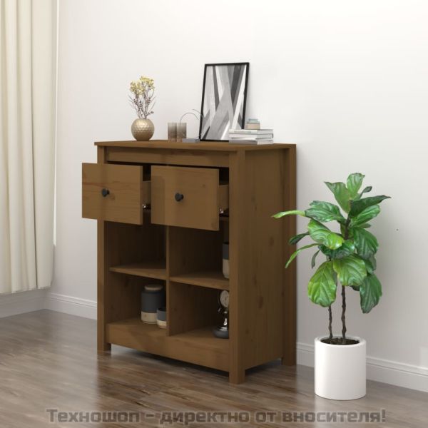 Сайдборд, меденокафяв, 70x35x80 см, бор масив