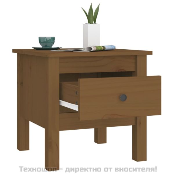 Странични масички 2 бр меденокафяви 40x40x39 см бор масив