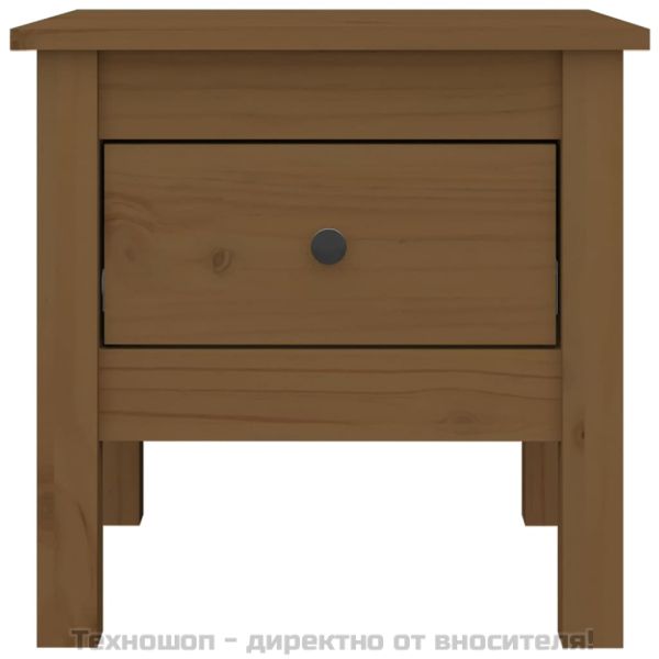 Странични масички 2 бр меденокафяви 40x40x39 см бор масив