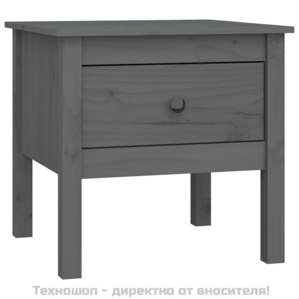 Странични масички, 2 бр, сиви, 50x50x49 см, борово дърво масив