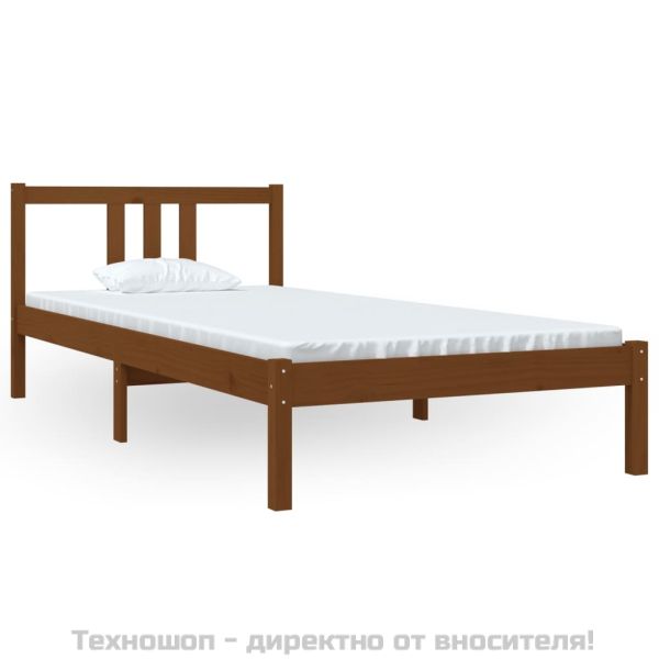 Рамка за легло, меденокафява, масивно дърво, 90x200 см