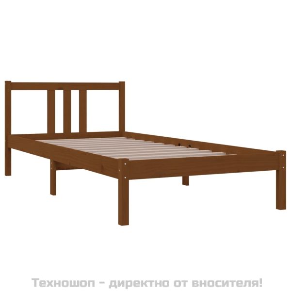Рамка за легло, меденокафява, масивно дърво, 90x200 см