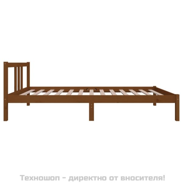 Рамка за легло, меденокафява, масивно дърво, 90x200 см