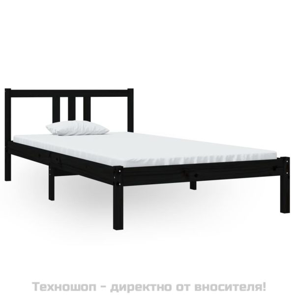 Рамка за легло, черна, масивно дърво, 100х200 см