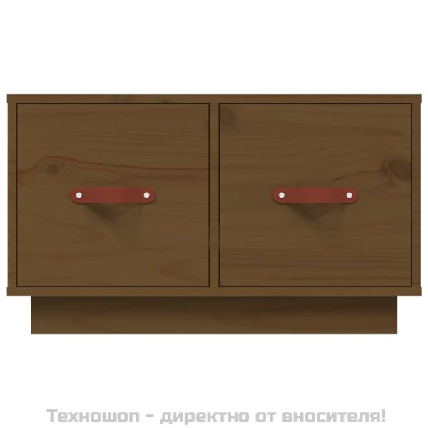 Кафе маса, меденокафява, 60x53x35 см, борово дърво масив