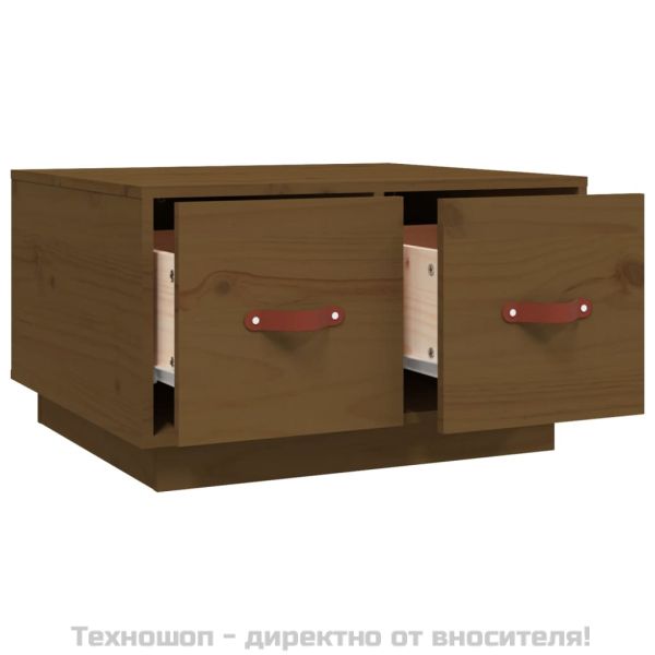 Кафе маса, меденокафява, 60x53x35 см, борово дърво масив