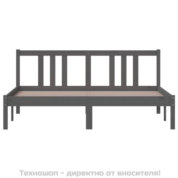 Рамка за легло, сива, дърво масив, 150x200 cм, King Size