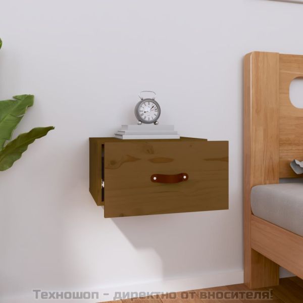 Нощно шкафче за стенен монтаж, меденокафяв, 40x29,5x22 см