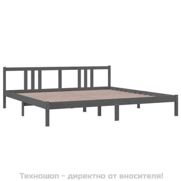 Рамка за легло, сива, дърво масив, 200x200 см