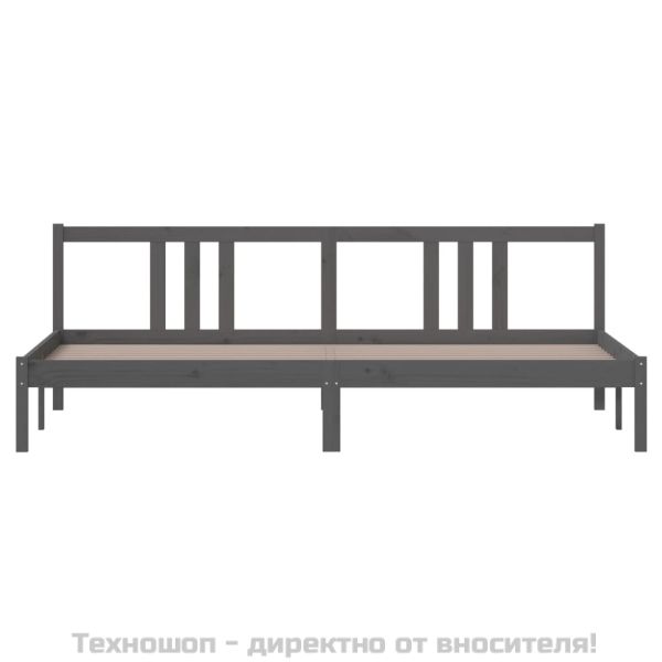 Рамка за легло, сива, дърво масив, 200x200 см