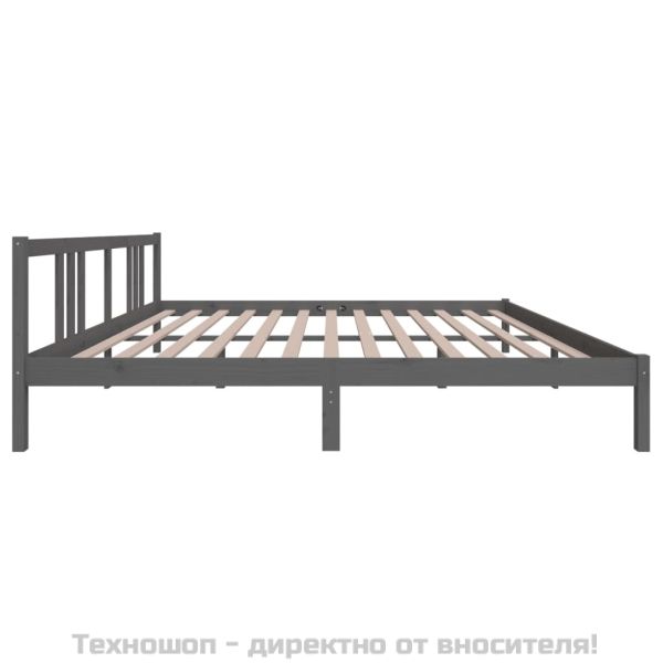 Рамка за легло, сива, дърво масив, 200x200 см