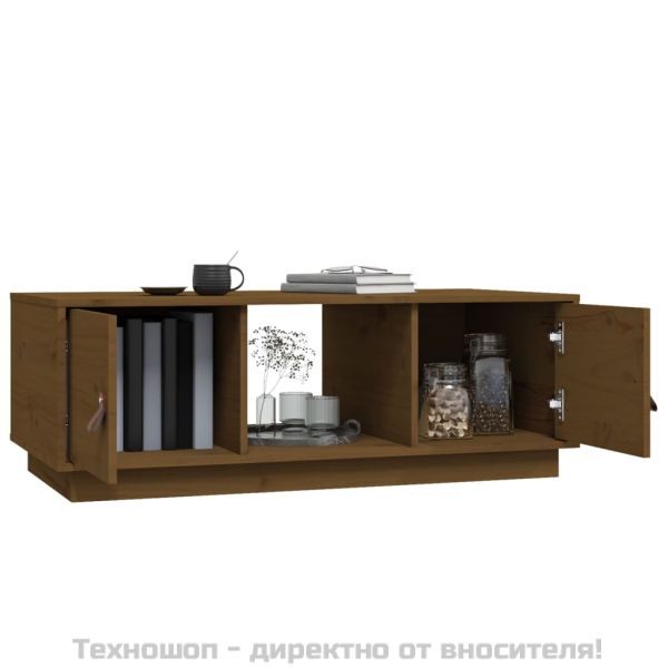Кафе маса, меденокафява, 100x50x35 см, борово дърво масив